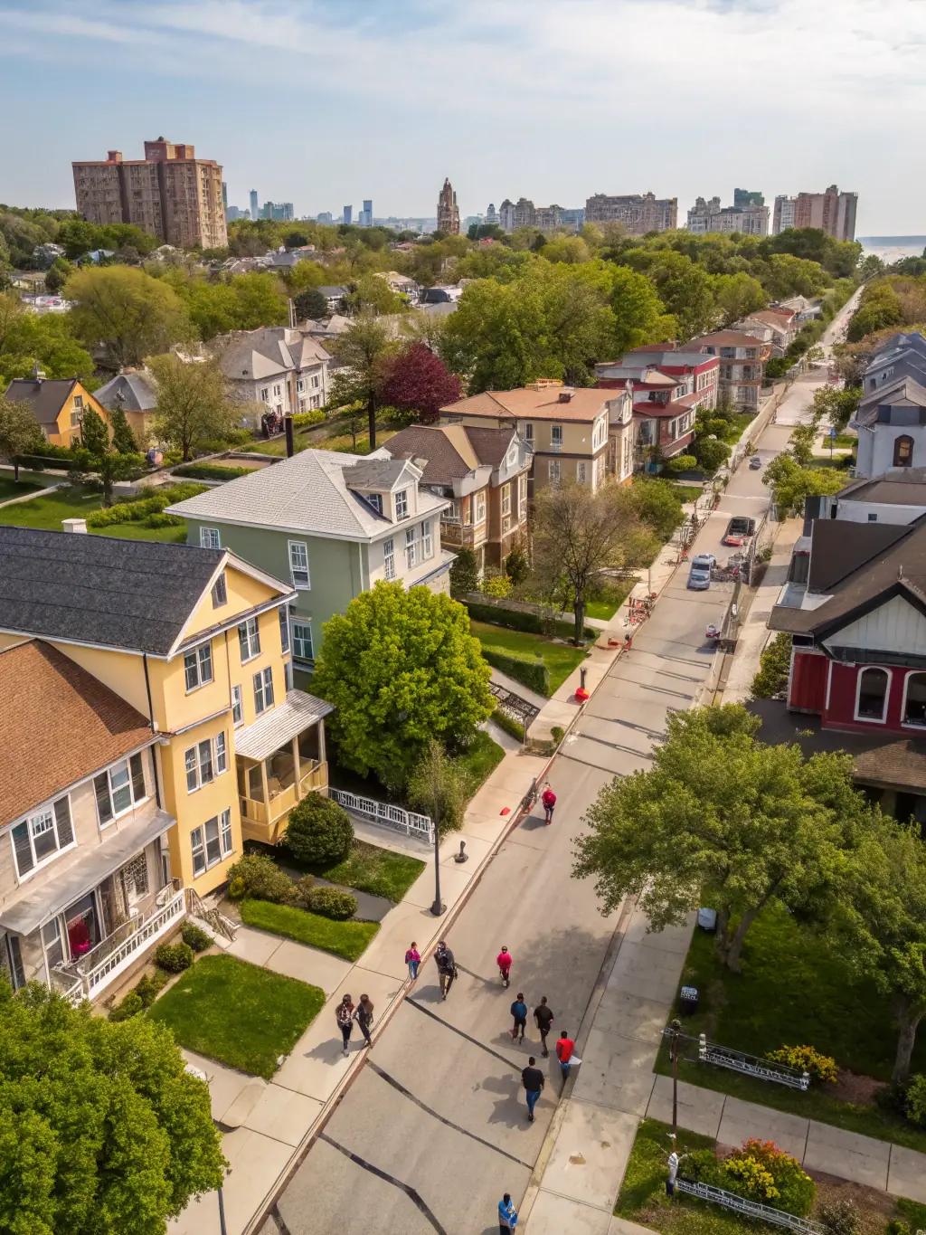 A diverse neighborhood showcasing various types of homes, representing the wide range of real estate services offered by Terrence Thurber Team.